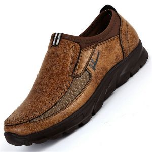 Fashion Men&#039;s Leather Casual Shoes Breathable Antiskid Loafers Slip on Moccasins