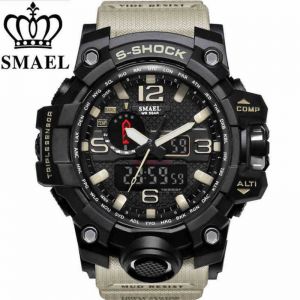 SMAEL Men Sport Watch Dual Display Analog Digital LED Electronic Wrist Watches
