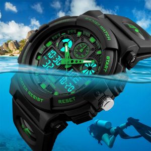 SKMEI Men&#039;s Waterproof Sport Army Alarm Date Analog Digital Black Wrist Watch